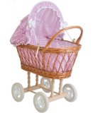 LANDAU GRAND MODELE EN OSIER - BAYER - ACCESSOIRE POUPEE