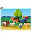 PLAYMOBIL 1.2.3 6620 ENFANT / CHARRETTE / ANIMAUX