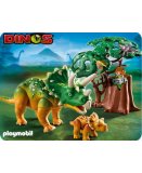 PLAYMOBIL DINOS DINOSAURES 5234 TRICERATOPS ET SON PETIT AVEC ARBRE