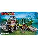 PLAYMOBIL DINOS DINOSAURES 5236 VEHICULE AVEC CAGE ET BEBE T-REX