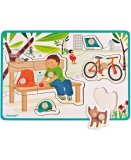 PUZZLE EN BOIS OCEAN 7 PIECES - JANOD - PUZZLE A ENCASTRER - PUZZLE AVEC BOUTONS