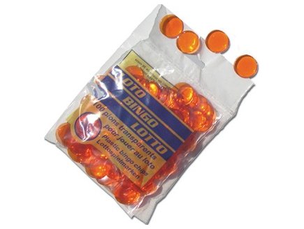 100 PIONS TRANSPARENTS ORANGE LOTO - LOTOQUINE - ACCESSOIRE LOTO