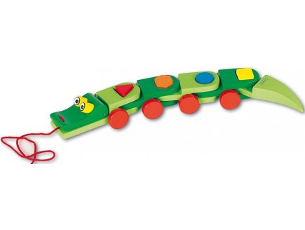 BEEBOO - CROCODILE ARTICULE EN BOIS JOUET A TIRER