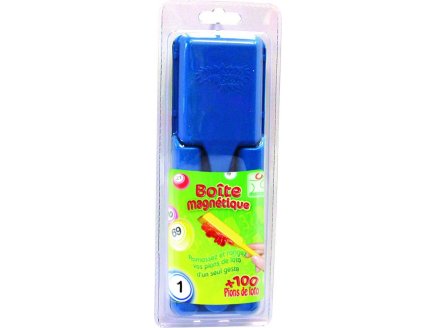 BOITE MAGNETIQUE BLEU + 100 PIONS LOTO - LOTOQUINE - ACCESSOIRE LOTO