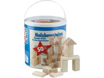 HEROS - BARIL DE 50 PIECES EN BOIS CONSTRUCTION - JOUET EN BOIS