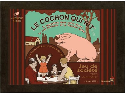 LE COCHON QUI RIT EN BOIS VERSION LUXE - 4 COCHONS - DUJARDIN - JEU DE SOCIETE - 10007
