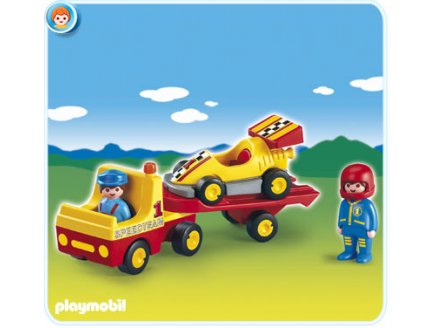 PLAYMOBIL 1.2.3 6761 VOITURE DE COURSE AVEC CAMION DE TRANSPORT