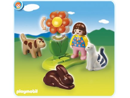 PLAYMOBIL 1.2.3 6763 FILLETTE AVEC ANIMAUX DOMESTIQUES