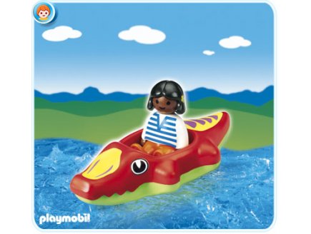 PLAYMOBIL 1.2.3 6764 FILLETTE AVEC BATEAU CROCODILE