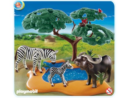 PLAYMOBIL SAFARI 4828 BUFFLE AFRICAIN ET LES ZEBRES