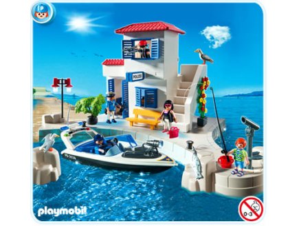 PLAYMOBIL VACANCES 5128 POLICE DU PORT ET BATEAU RAPIDE
