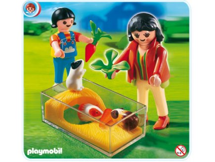 PLAYMOBIL VETERINAIRE 4348 ENFANTS AVEC TERRARIUM ET COCHONS D'INDE