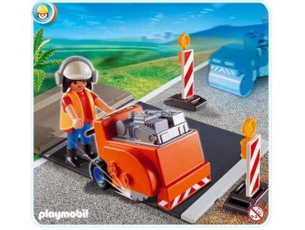 PLAYMOBIL VIE DE CHANTIER 4044 OUVRIER AVEC SCIE A BITUME