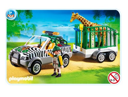 PLAYMOBIL ZOO 4855 LE VEHICULE DU ZOO AVEC REMORQUE