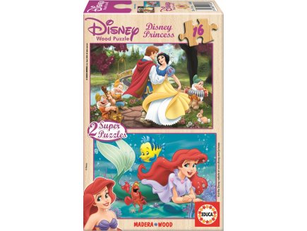 PUZZLE EN BOIS BLANCHE NEIGE ET LA PETITE SIRENE 2 X 16 PIECES - EDUCA - 14180