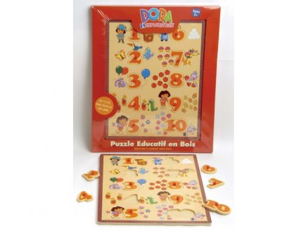 PUZZLE EN BOIS DORA 10 PIECES - RAVENSBURGER - PUZZLE A ENCASTRER - PUZZLE AVEC BOUTONS