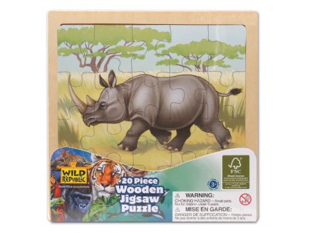 PUZZLE EN BOIS RHINOCEROS 20 PIECES - WILD REPUBLIC