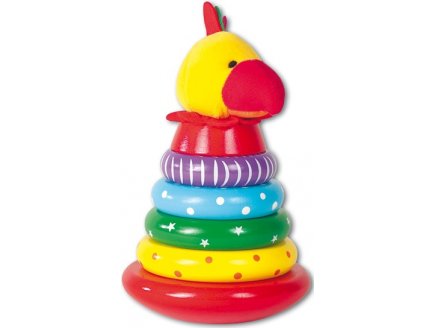 PYRAMIDE DES ANNEAUX EN BOIS CANARD - JOUET A EMPILER