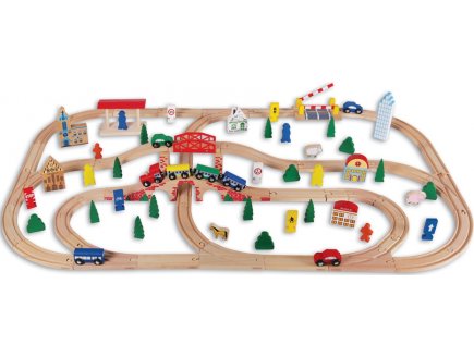 SET DE TRAIN EN BOIS 100 PIECES
