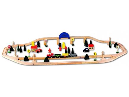 SET DE TRAIN EN BOIS 77 PIECES