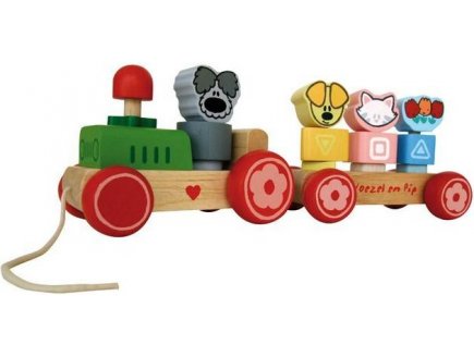 TRAIN EN BOIS A TIRER WOEZEL EN PIP - JOUET A TIRER PREMIER AGE