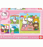 4 PUZZLES PROGRESSIFS HELLO KITTY 12 - 16 - 20 - 25 PIECES - EDUCA - 14218