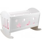 ANGEL TOYS - BERCEAU A BASCULE GARNI EN BOIS PEINT - ACCESSOIRE POUPEE