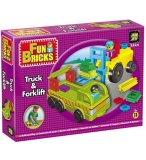COFFRET FUN BRICKS CAMION ET CHARIOT ELEVATEUR - JEU DE CONSTRUCTION AVEC PICOTS - 3224