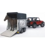 JEEP WRANGLER + REMORQUE + CHEVAL - BRUDER - 02921 - VEHICULE DE JEU