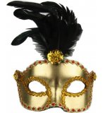 LOUP VENITIEN DORE AVEC PLUMES ADULTE
