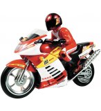 MOTO ROUGE RADIOCOMMANDEE AVEC PILOTE - VEHICULE RC - JEU PLEIN AIR