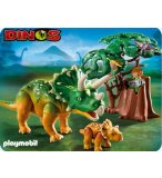 PLAYMOBIL DINOS DINOSAURES 5234 TRICERATOPS ET SON PETIT AVEC ARBRE