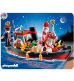PLAYMOBIL NOEL 5206 BATEAU A VAPEUR DE SAINT NICOLAS ET PERE FOUETTARD