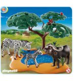 PLAYMOBIL SAFARI 4828 BUFFLE AFRICAIN ET LES ZEBRES