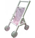 POUSSETTE BUGGY EN BOIS ET TISSU POUPEE - ACCESSOIRE POUPON