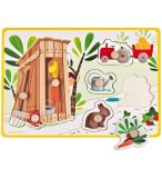 PUZZLE EN BOIS JUNGLE 4 PIECES - PUZZLE A ENCASTRER - PUZZLE AVEC BOUTONS