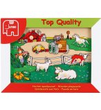 PUZZLE EN BOIS LA FERME 8 PIECES - JUMBO - PUZZLE A ENCASTRER AVEC BOUTONS - 56471