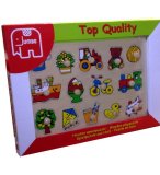 PUZZLE EN BOIS LE TRANSPORT 14 PIECES - JUMBO - PUZZLE A ENCASTRER AVEC BOUTONS - 56304