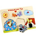 PUZZLE EN BOIS WOEZEL ET PIP 6 PIECES - PUZZLE A ENCASTRER - PUZZLE AVEC BOUTONS