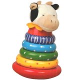 PYRAMIDE DES ANNEAUX EN BOIS VACHE - JOUET EN BOIS