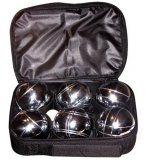 SACOCHE DE 6 BOULES DE PETANQUES CHROMEES - JEU D'ADRESSE - PLEIN AIR