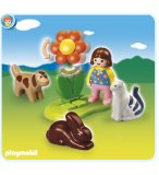 PLAYMOBIL 1.2.3 6763 FILLETTE AVEC ANIMAUX DOMESTIQUES