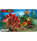 PLAYMOBIL DINOS DINOSAURES 5232 STEGOSAURE ET SES BEBES AVEC FORET