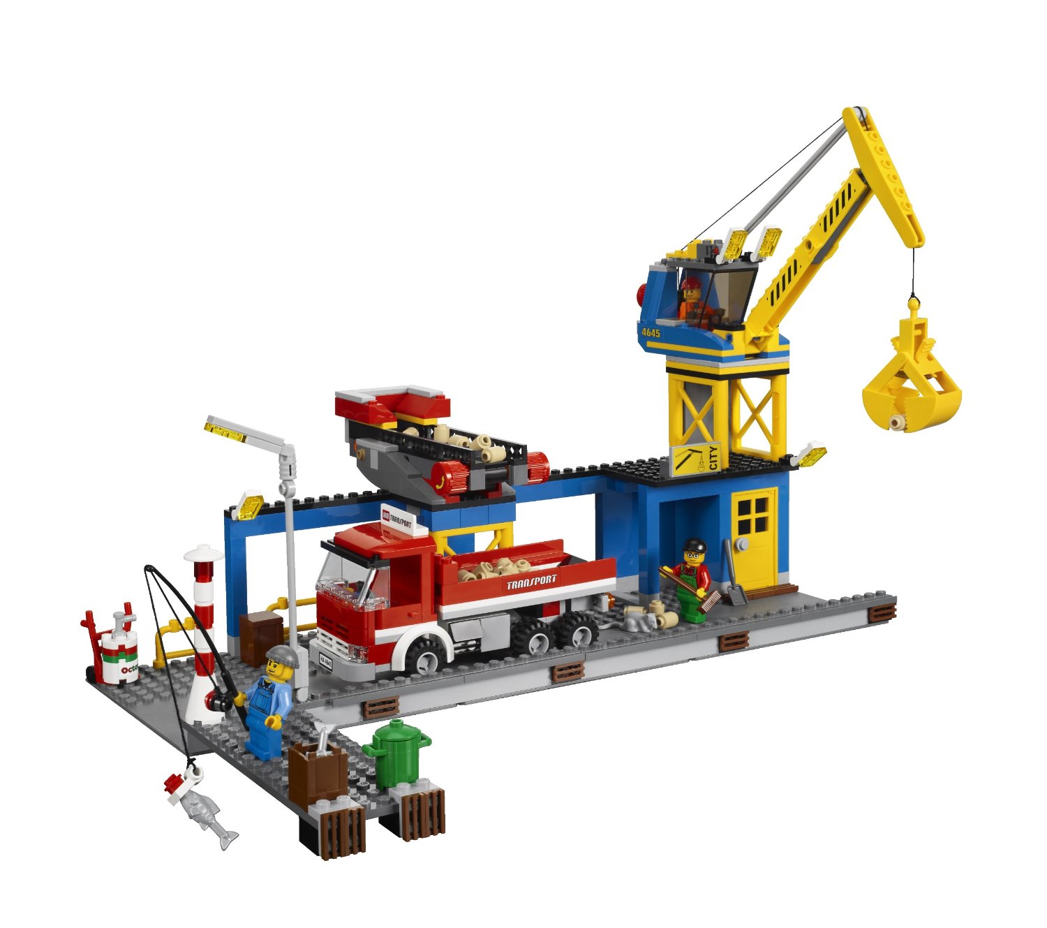 Lego city 4645 le port avec les bateaux et la grue de chargement
