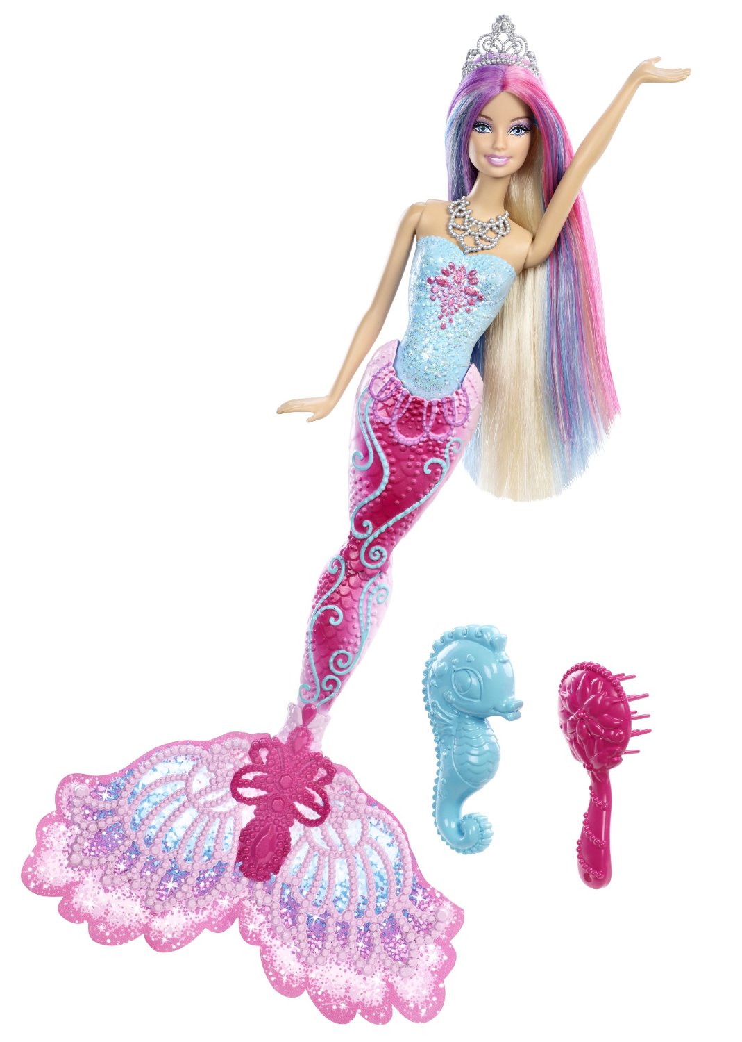 Mattel x9178 barbie sirène couleur magique avec un hippocampe