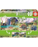 2 PUZZLES AU PAYS DES DINOSAURES 100 PIECES - DINOS - EDUCA - 15620