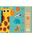 4 PUZZLES PRIMO - LES ANIMAUX DE LA JUNGLE 3 - 4 - 5 - 6 PIECES - DJECO - DJ07135