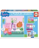 4 PUZZLES PROGRESSIFS : PEPPA LE COCHON / PIG 12 - 16 - 20 - 25 PIECES - EDUCA - 16817