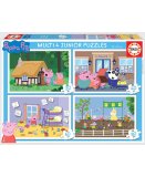 4 PUZZLES PROGRESSIFS PEPPA LE COCHON / PIG - EN FORET - EN VILLE - DANS LA CHAMPRE ET AU PARC 20 - 40 - 60 - 80 PIECES - EDUCA 18645