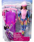 BARBIE SPORT D'HIVER : BARBIE ET SA LUGE + 1 ACCESSOIRES - POUPEE MANNEQUIN - MATTEL - HGM74